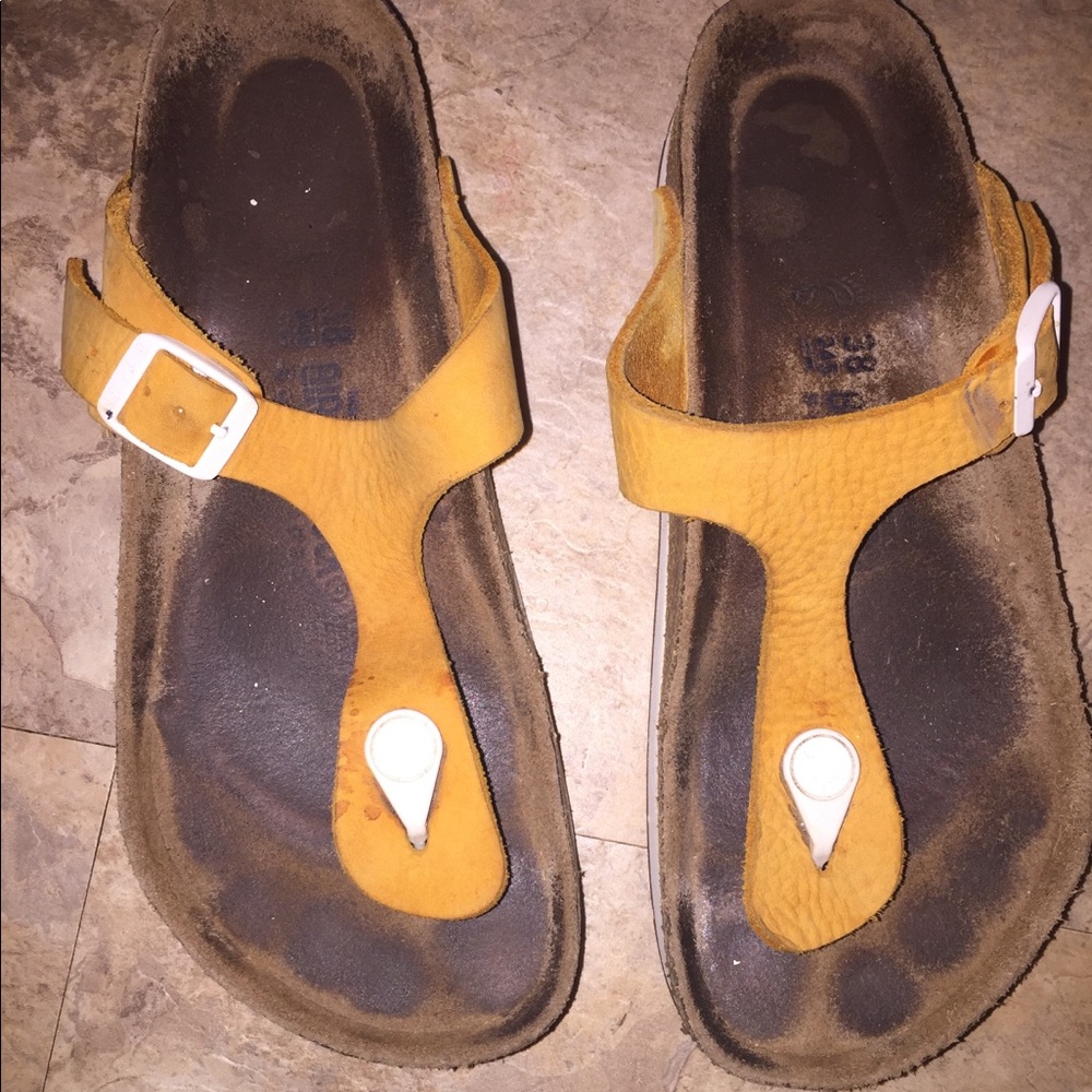 Birkenstock thongs size 38 mustard orange Rare